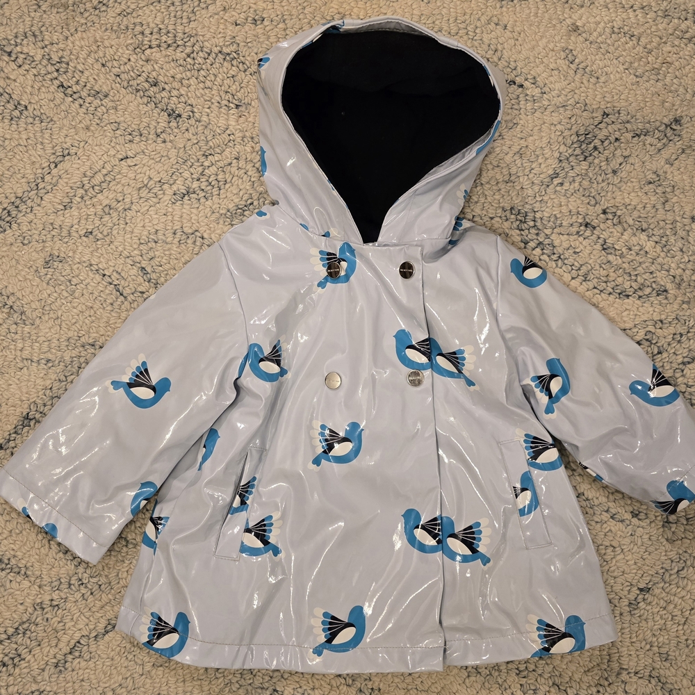 Jacadi Blue Bird Print Raincoat